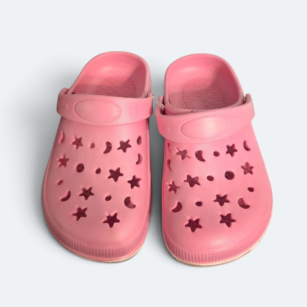 Girls Pink Celestial Star Moon Clogs Slip On Sandals Size 12